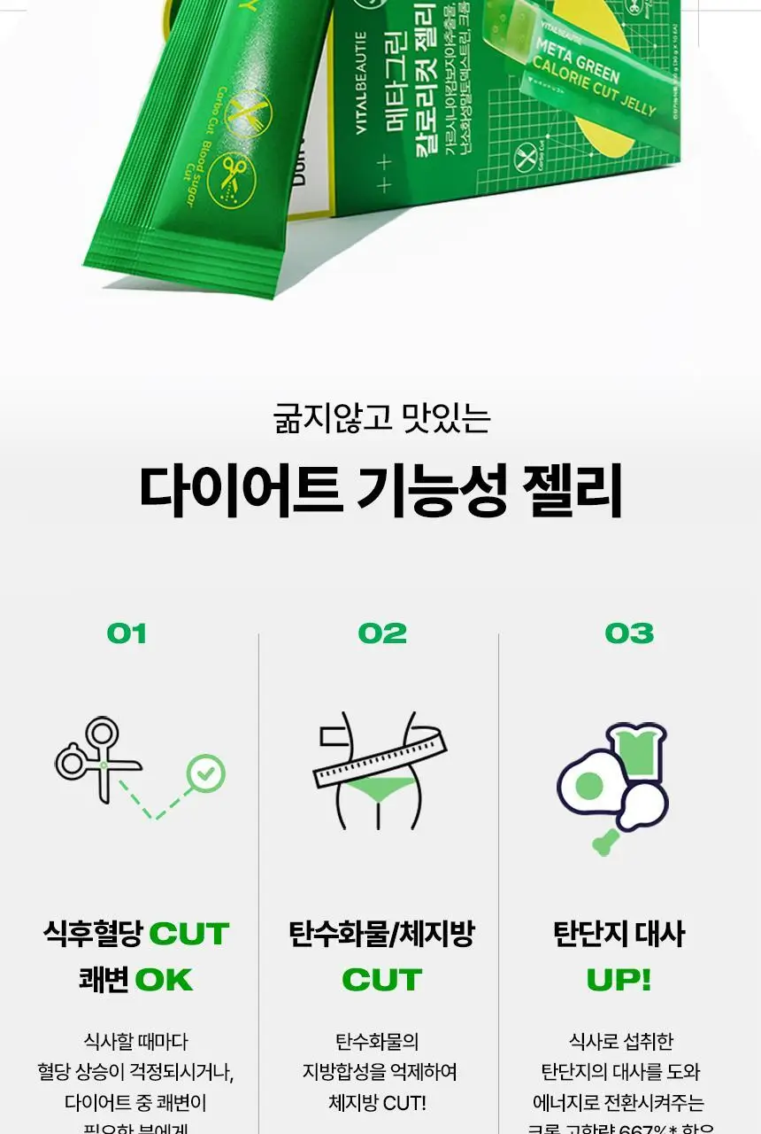 [혈당케어] 바이탈뷰티 메타그린 칼로리컷 젤리 10포 상세페이지 3